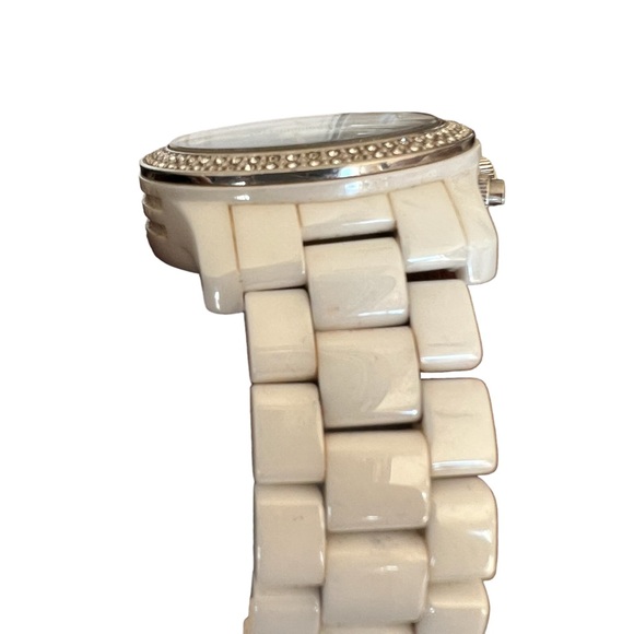 MICHAEL KORS ceramic case and bracelet, rhinestone Bezold face, watch White - Picture 2 of 8